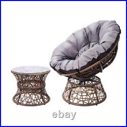 NNEDSZ Papasan Chair and Side Table Brown