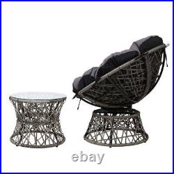 NNEDSZ Papasan Chair and Side Table Grey