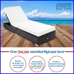 NNEMB Premium Outdoor Sun Lounge Pool Wicker Furniture Bed Black-Light Cushions