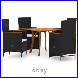 NNEVL 5 Piece Garden Dining Set Black