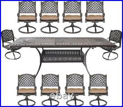 Nassau 11piece cast aluminum dining set Santa Clara rectangular extendable table