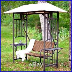 Natural Brown Resin Wicker Gazebo Canopy Porch Swing Glider Loveseat SHIPS FREE
