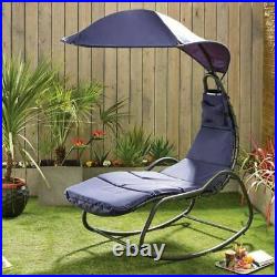 Navy Blue Helicopter Garden Chair Rocking Hammock Sun Lounger & Canopy Brand New