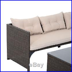 New 3pc Rattan Wicker Sofa Bed Lounge Chaise Chair Patio Furniture Set Garden