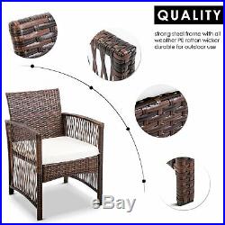 New 4 PCS Outdoor Patio PE Rattan Wicker Table Set Sofa Cushioned Set Furniture