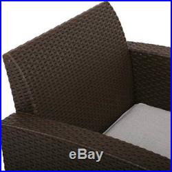 New 5 PC Patio Outdoor All Weather Cushions Rattan Sofa Plastic Wicker Furniture