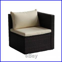 New 5 PC Wicker Sofa Patio Furniture Set Outdoor Garden Rattan Chairs with Table