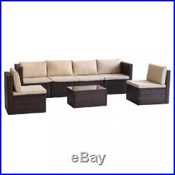 New 7PC Outdoor Patio Rattan Wicker Sofa Set Sectional Couch Furniture Cushioned