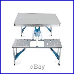 New Aluminum Folding Portable Camping Picnic Table 4 Chairs Set Outdoor Suitcase