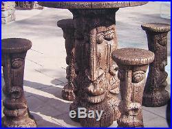 New Concrete, Cement TIKI TABLE SET BAR HEIGHT Table, Pedestal and 4 Stools