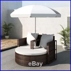 New Cushioned Rattan Patio Set Outdoor Furniture Garden Backgard Lounge Parasol