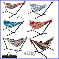 New Double Hammock With Space Saving Steel Stand Includes Carrying Case 450Lbs