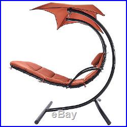 New Hanging Chaise Lounger Chair Air Arc Stand Swing Hammock Canopy Steel Porch