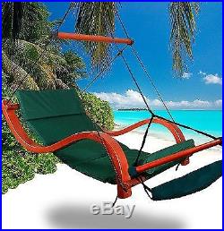 New MTN Deluxe Patio Hanging Air Padded Swing Lounger Hammock Chair Green