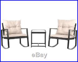 New Outdoor 3PC Rattan Patio Furniture Sets Rocking Wicker Bistro Set For Yard