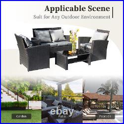 New Outdoor Furniture Set 4Pcs PE Wicker Rattan Sectional Sofa Patio All Weather