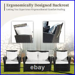 New Outdoor Furniture Set 4Pcs PE Wicker Rattan Sectional Sofa Patio All Weather