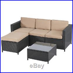 New Outdoor Patio Furniture 5pc Rattan Wicker Sofa Conversation Garden Sets