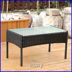 New Patio 4Pcs Rattan Sofa Wicker Cushion Outdoor Coffee Table Garden Gard Black