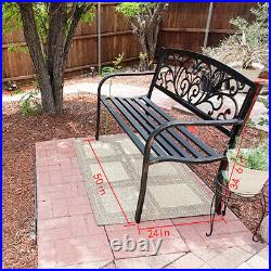 New Patio Park Garden Bench Porch Path Chair Outdoor Deck Steel Frame New I50