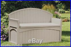 New Suncast Outdoor Patio Bench Deck Box Storage Seat Box Garden Bin Hideaway 50