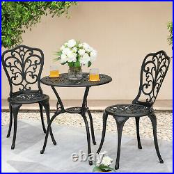 Nuu Garden 3 Pcs Outdoor Cast Aluminum Conversation Bistro Set Table and Chairs