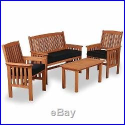 OUTDOOR 4pc Four Person Seating with Bench & 2 Chairs Table and Cushions