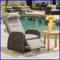 Odina Outdoor Wicker Recliner with Cushion, Multibrown and Brown