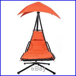Orange Hanging Chaise Lounge Chair Arc Stand Air Porch Swing Hammock Canopy New