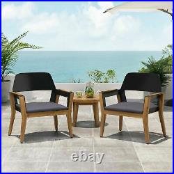 Osean Outdoor Acacia Wood Club Chairs with Cushion (Set of 2)