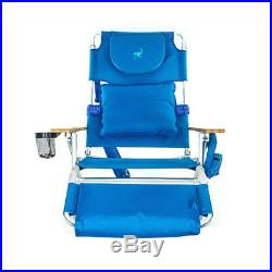 Ostrich Deluxe Padded 3-N-1 Outdoor Lounge Reclining Beach Chair, Solid Blue