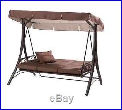 OutDoor Porch Swing With Canopy Patio Hammock 3 Seat Steel Furniture
