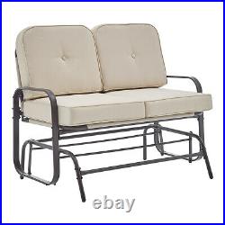 Outdoor 2-Person Cushioned Glider Bench Patio Chair Rocking Loveseat Rocker Seat