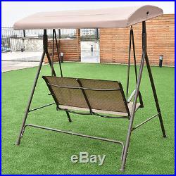 Outdoor 2 Person Patio Backyard Porch Swing Hammock Bench Loveseat WithCanopy