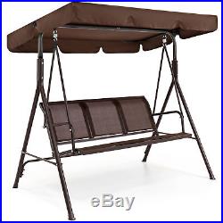 Outdoor 2 Person Patio Canopy Swing Weather Resistant Powder Finish Dark Brown