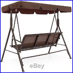 Outdoor 2 Person Patio Canopy Swing Weather Resistant Powder Finish Dark Brown