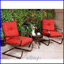Outdoor 3PC Patio Furniture Bistro Garden Set Coffee Table Chair Cushioned Seat