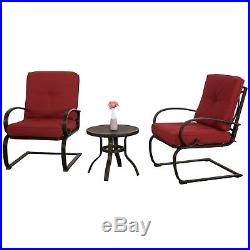 Outdoor 3PC Patio Furniture Bistro Garden Set Coffee Table Chair Cushioned Seat