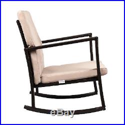 Outdoor 3 PC Rocking Chair Rattan Wicker Set Patio Furniture Garden Yard Bistro