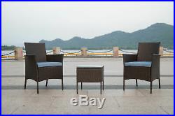 Outdoor 3 Pcs Patio Wicker Furniture Folding Chair Table Set Bistro Set Rattan
