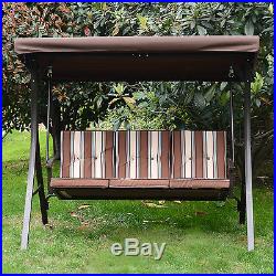Outdoor 3 Person Patio Swing Hammock Chair with Canopy Awning Removable Cushion