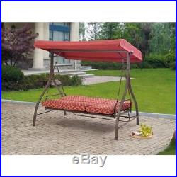 Outdoor 3 Person Swing Canopy Hammock Seat Patio Deck Furniture Steel RED