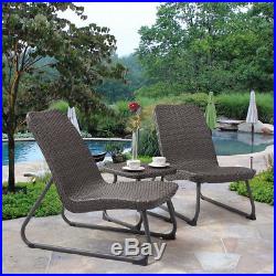 Outdoor 3 Piece All Weather Patio Garden Conversation Chair & Table Set Gray