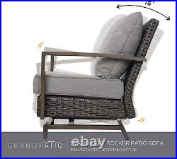 Outdoor 3-Piece Aluminum Conversation Furniture Sofa Set PE Wicker Stationary Ro