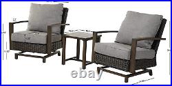 Outdoor 3-Piece Aluminum Conversation Furniture Sofa Set PE Wicker Stationary Ro