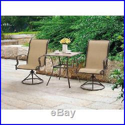 Outdoor 3 Piece Bistro Set Swivel Chairs Table Garden Patio Furniture Set NEW