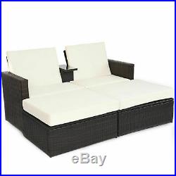 Outdoor 3 Piece Chaise Lounge Chair Set Rattan Wicker Patio Love Seat