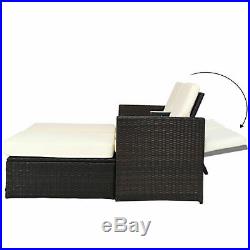 Outdoor 3 Piece Chaise Lounge Chair Set Rattan Wicker Patio Love Seat