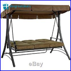 Outdoor 3 Seat Porch Swing with Canopy Patio Furniture Cushion Chair Hammock Bed