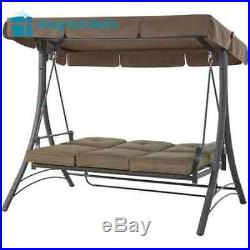 Outdoor 3 Seat Porch Swing with Canopy Patio Furniture Cushion Chair Hammock Bed
